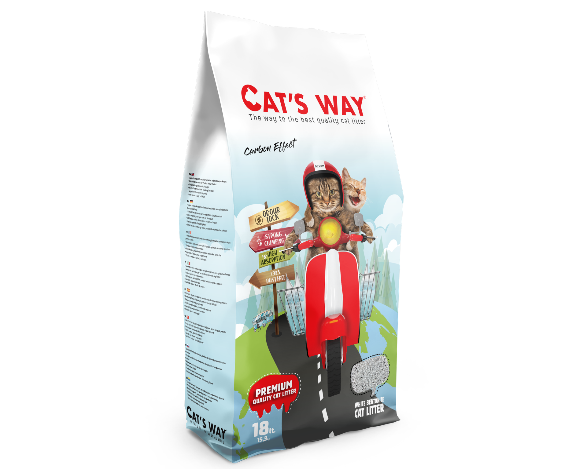 Cat’s Way White Bentonite Clumping Cat Litter Carbon Effect
