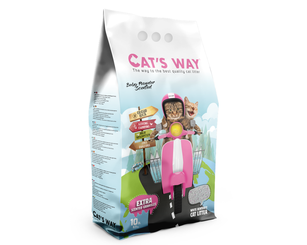 Cat’s Way White Bentonite Clumping Cat Litter Baby Powder Scented