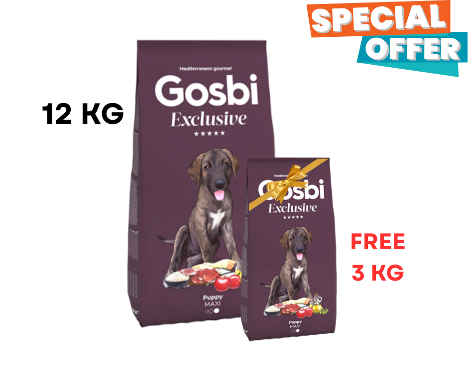 Gosbi Exclusive Puppy Maxi Dry Dog Food 12Kg + 3Kg Free