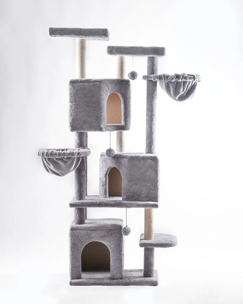 Cat House XL Multi-Level Tree Tower with Triple Condos, Hammocks & Scratching Posts 
