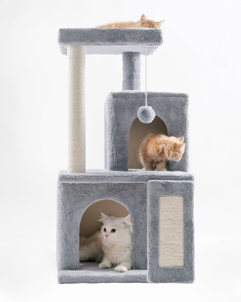 Cat House Compact Tree with Condo, Scratching Posts & Hanging Toy