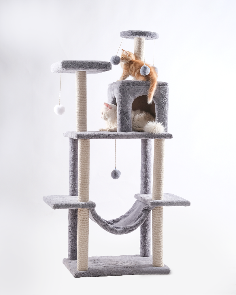 Cat House Large Multi-Level Tree Tower with Condo, Hammock, Scratching Posts & Toys