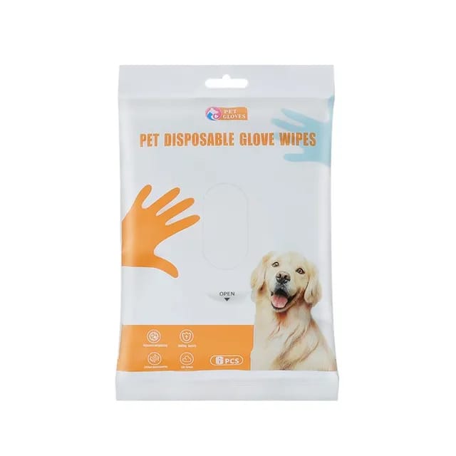 Pet Disposable Glove Wipes – Easy Grooming & Cleaning Mitts for Dogs & Cats (6 Pcs)