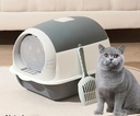 Closed Cat Litter Box with Folding Design & Scoop – Large Covered Toilet with Drawer Tray