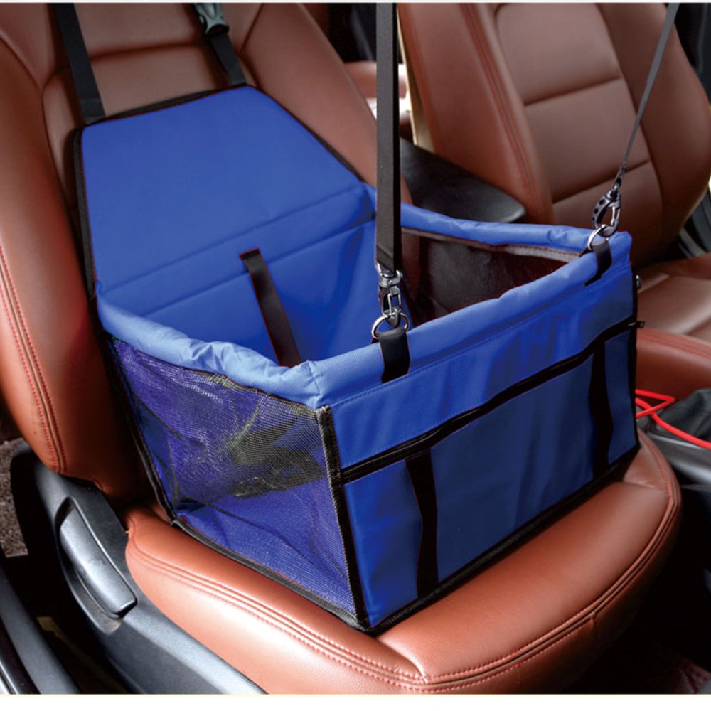 Waterproof Dog Car Booster Seat for Small Pets – Portable Travel Safety Carrier with Storage Pocket & Harness