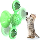 Windmill Rotating Cat Toy with 2 Catnip Balls & Suction Cup – Interactive Spinning Toy & Massager for Indoor Cats - Green