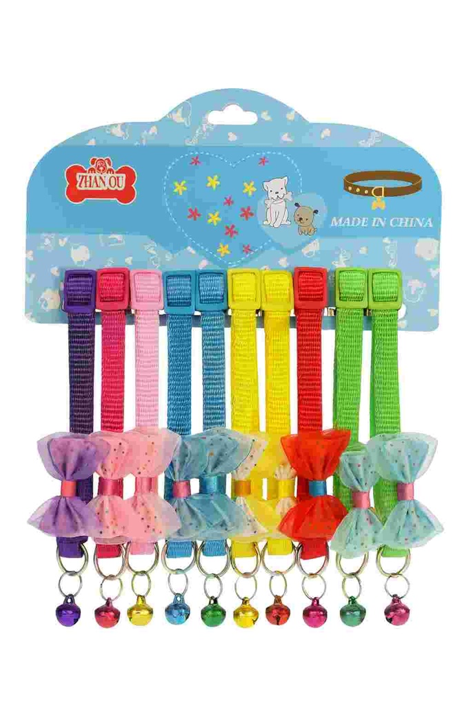 Adjustable Cat Bow Collar with Bell – Soft Nylon Safety Collar for Cats & Kittens (1.0 x 19-32cm) 