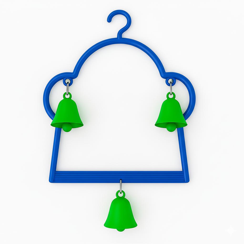 Plastic Bird Cage Swing with Bells – Interactive Hanging Toy for Small Parrots, Budgies & Small Birds (15x13 cm)