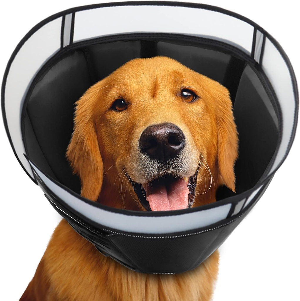 INKZOO Soft Dog Cone Collar After Surgery – Adjustable Pet Recovery Collar for Large Dogs, Anti-Lick & Wound Protection - Size Large
