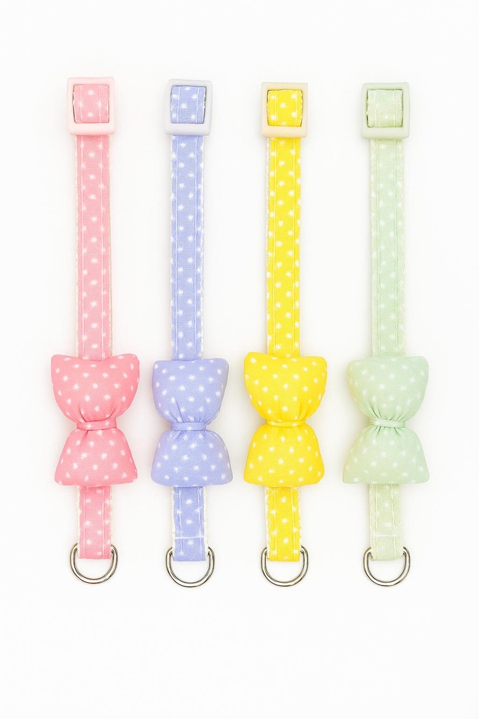 Adjustable Soft Fabric Cat Collar with Bow – Cute Polka Dot Design for Kittens and Cats (1.0 x 19-32cm)
