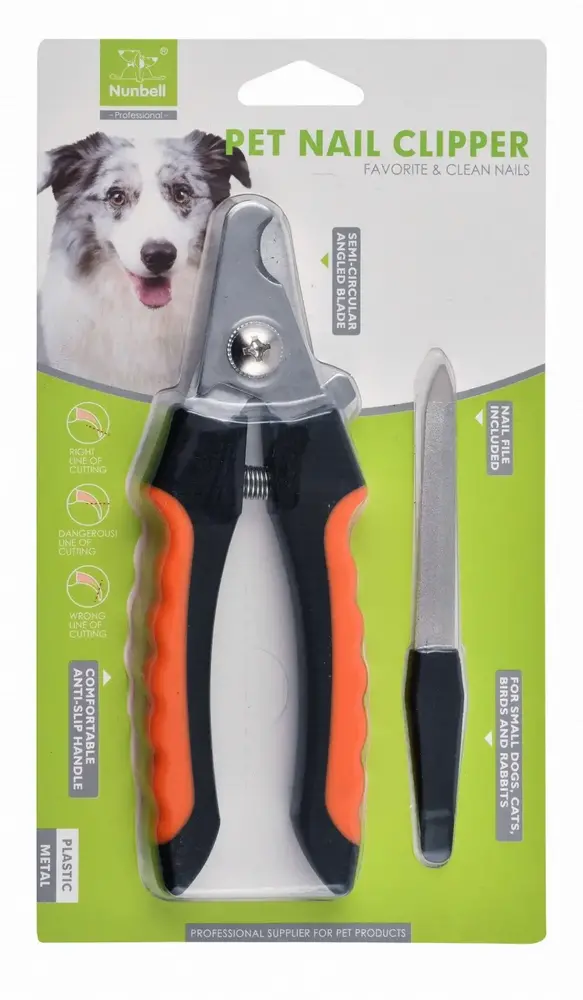 Nunbell pet Nail Clipper with File Large - Orange/Black