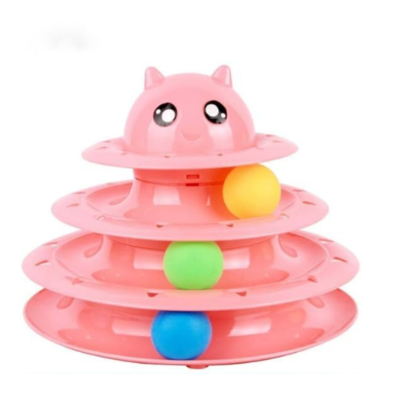 Nunbell 3-Level Turntable Cat Toy Circular with Three Colorful Balls Interactive, Funny Puzzle Cat Toys