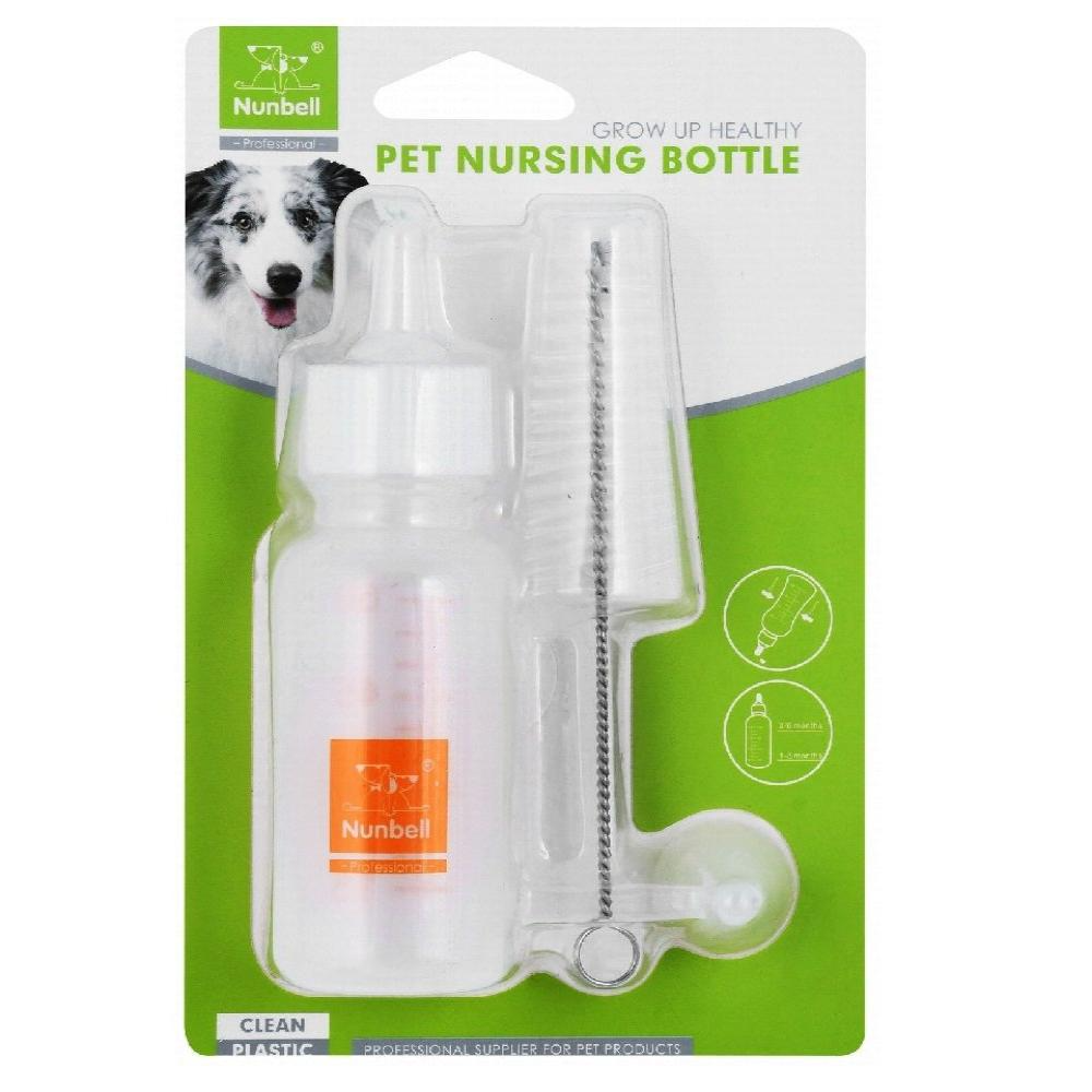 Nunbell Pet Nursing Bottle – For Puppies & Kittens (with Brush & Nipple) 60ml 