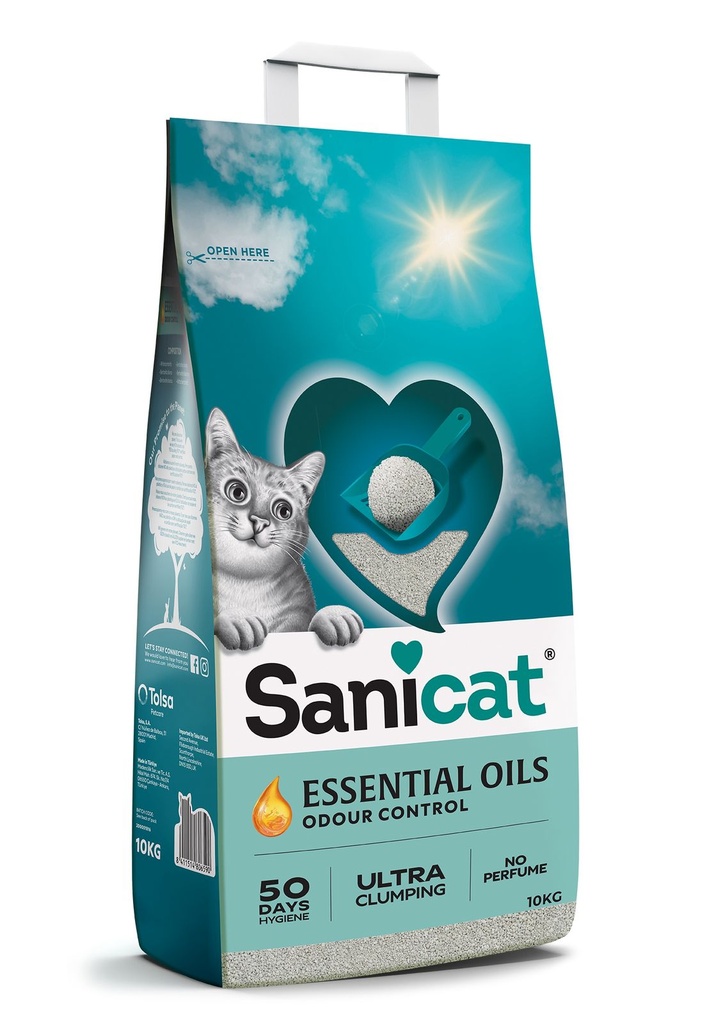 Sanicat Essential Oils No Perfume Ultra Clumping Cat Litter 10Kg