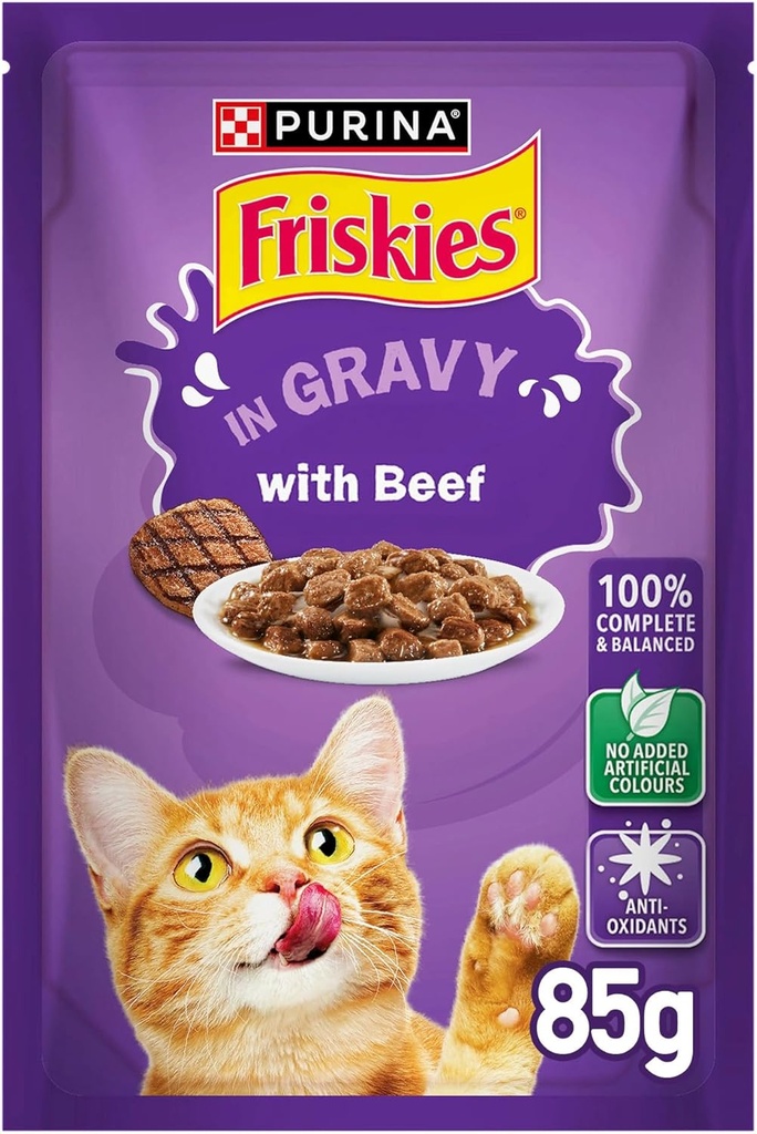 Purina Friskies Chunks in Gravy Wet Cat Food Pouch 85g