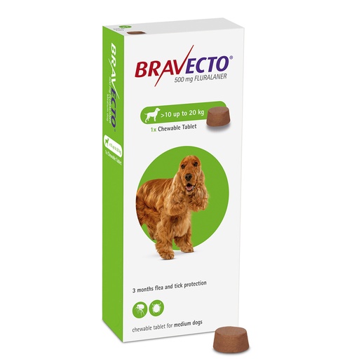 [1076] Bravecto Chewable Tablet For Medium Dogs 10 - 20 Kg - 1 Tablet