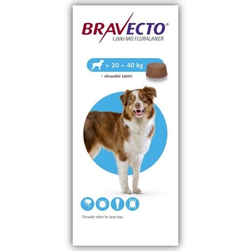 [8663] Bravecto Chewable Tablet For Large Dogs 20 - 40 Kg - 1 Tablet