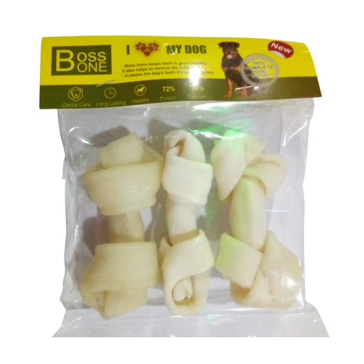 [5378] Boss Bone Knotted Rawhide 12Cm 3 Pieces