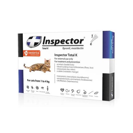 [2024] Inspector Total K Spot-on For Cats From 1 To 4 kg (Fipronil , Moxidectin ) X 1 Pipette