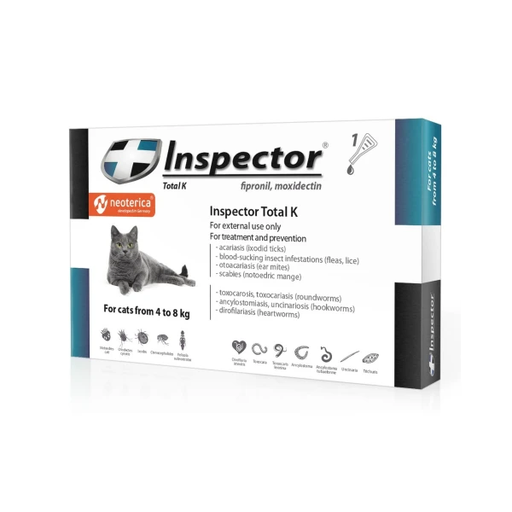 [2031] Inspector Total K Spot-on For Cats From 4 To 8 kg (Fipronil , Moxidectin ) X 1 Pipette