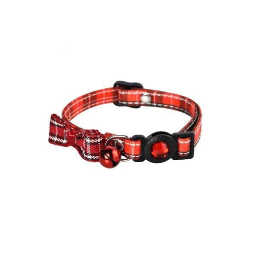 [1542] Naomi Classic Caro Cat Collar Bow & Bell Red (YL117399-R)