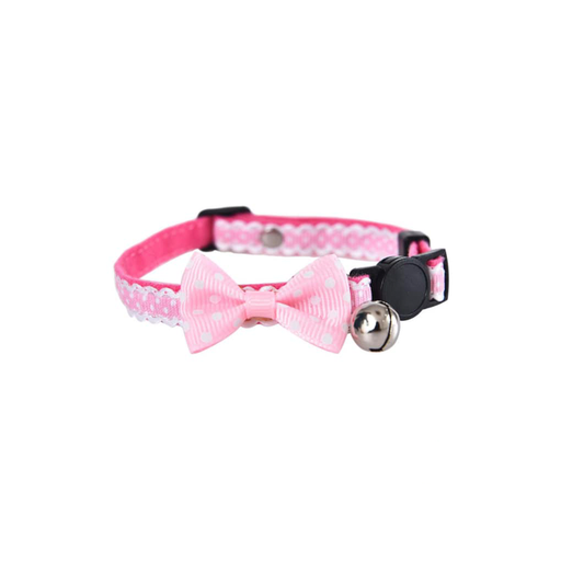 [1740] Naomi Cute Cat Collar with Bow & Bell Pink (YL105777)