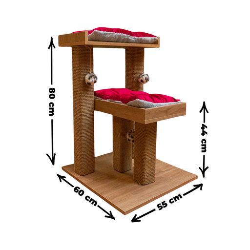[0022] Petmoda Scratcher Post and Play Tower With Two Bed & Catnip 80*60*55 cm 