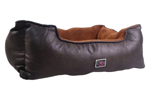 [6628] Petmoda Classic Black Leather/Brown Fur Bed X Large 95*75