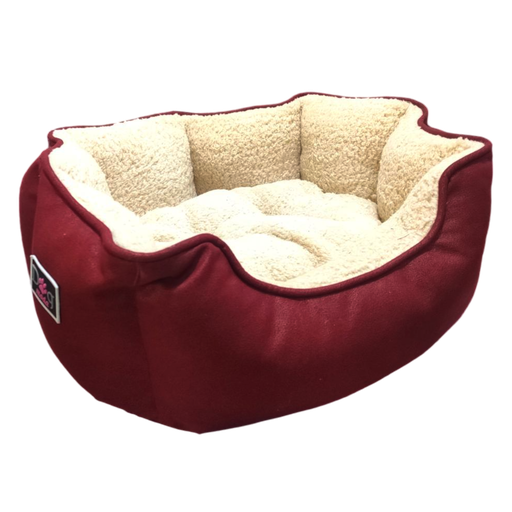 [6630] Petmoda Leather/Fur Cozy Bed 55*45 cm - Red