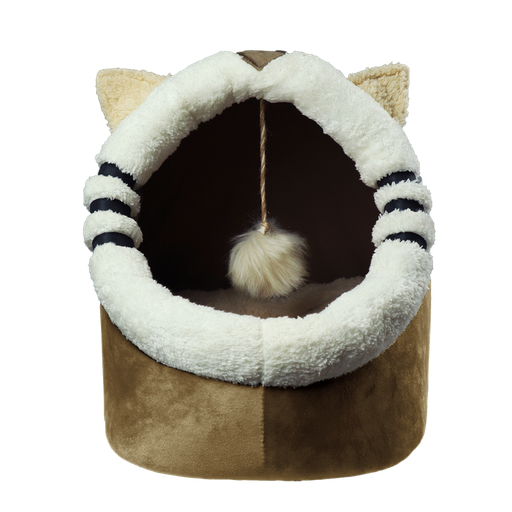 [6645] Petmoda Cat House Bed 50 cm - Cat Shape - Beige