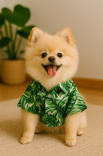 [6742] Petmoda Hawaiian Dog Shirt Size XS - Green Jungle
