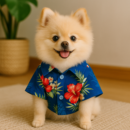 [6743] Petmoda Hawaiian Dog Shirt Size 1 - Floral Blue