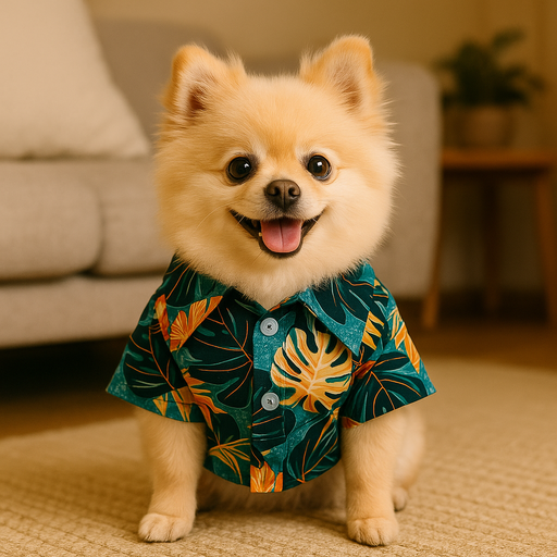 [6744] Petmoda Hawaiian Dog Shirt Size 2 - Tropical Leaves