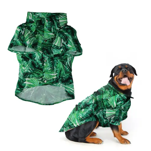 [6749] Petmoda Hawaiian Dog Shirt Size 7 - Green Jungle