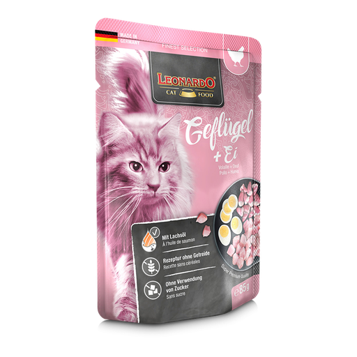 [6428] Leonardo Poultry + Egg Adult Cat Wet Food Pouch 85g