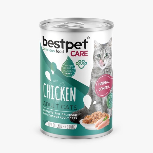[7861] bestpet Care Chicken Hairball Control Adult Cat Wet Food Cans 400 g
