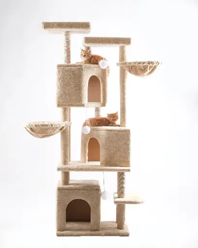 Cat House XL Multi-Level Tree Tower with Triple Condos, Hammocks & Scratching Posts 