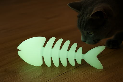 [0928] Glow-in-the-Dark Fish Bone Cat Toy – Interactive Bite-Resistant Play Toy for Cats 14 X 6 cm