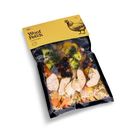 [7712] Woof & Fetch Frozen Chicken Meal For Dogs - 500g | Fresh Balanced Nutrition