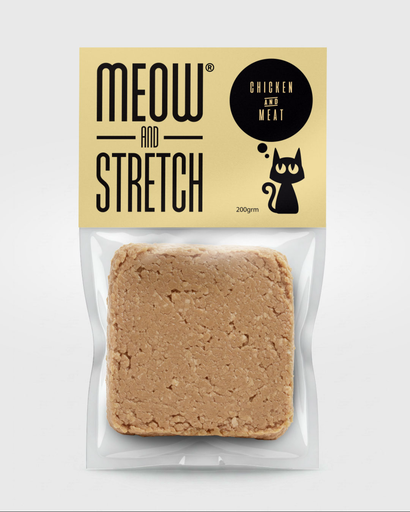 [8076] Meow & Stretch Frozen Chicken & Meat Cats Meal - 200g | Urinary Care, High Protein, Vet Approved