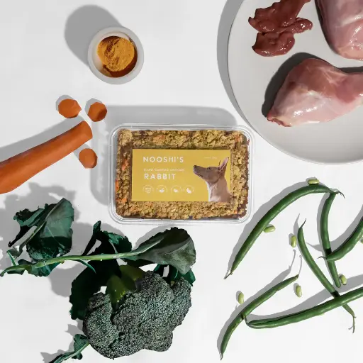 [2408] Nooshi’s Frozen Slow-Cooked Ground Rabbit Meal for Dogs – 500g | 70% Rabbit & 30% Vegetables