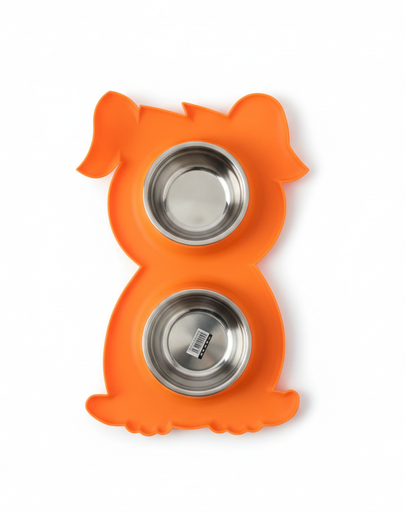 Double Stainless Steel Pet Bowls with Non-Slip Silicone Mat – 2-in-1 Food & Water Feeder for Dogs & Cats