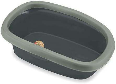 [5935] Stefanplast Sprint 20 Cat Litter Box – Foggy Green | 58×39×17 cm Durable Open Tray with Anti-Slip Rim
