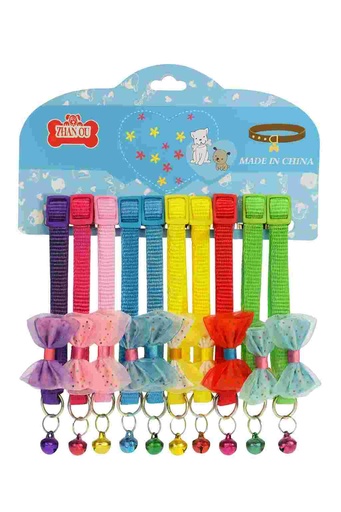 Adjustable Cat Bow Collar with Bell – Soft Nylon Safety Collar for Cats & Kittens (1.0 x 19-32cm) 