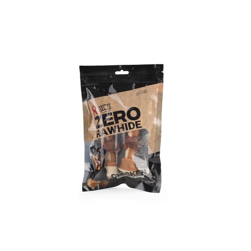 [1967] Rich Excellence Zero Rawhide Chicken Knotted Bone Large Bone 2 Pcs with Wrapped Chicken