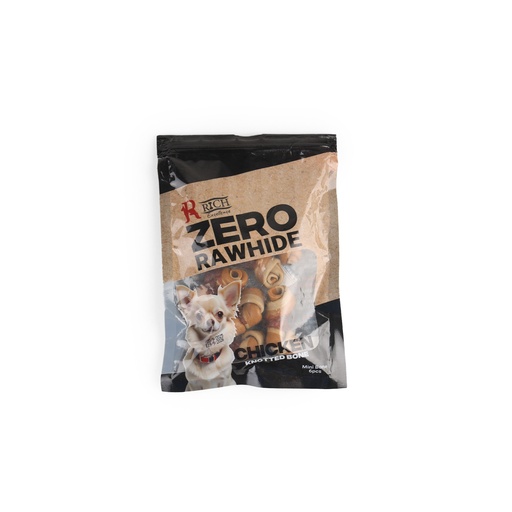 [1981] Rich Excellence Zero Rawhide Chicken Knotted Bone Mini Bone 6 Pcs with Wrapped Chicken