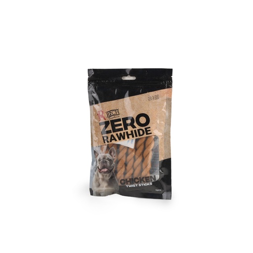 [6822] Rich Excellence Zero Rawhide Chicken Twist Sticks 6 Pcs
